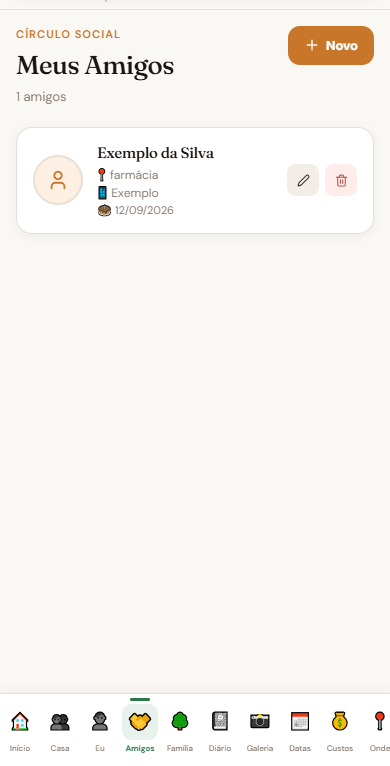 Tela de Amigos do app Me