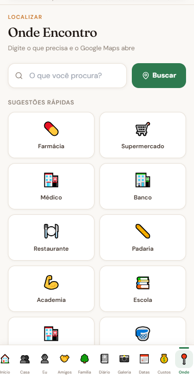 Tela de Onde Encontro do app Me