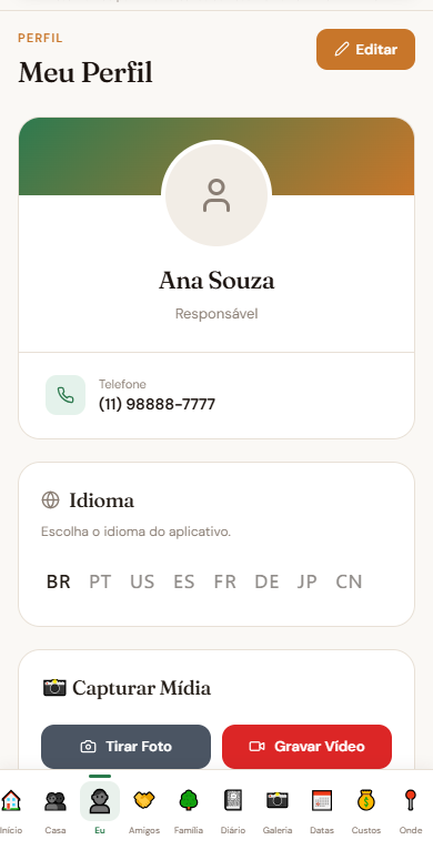 Tela de Meu Perfil do app Me